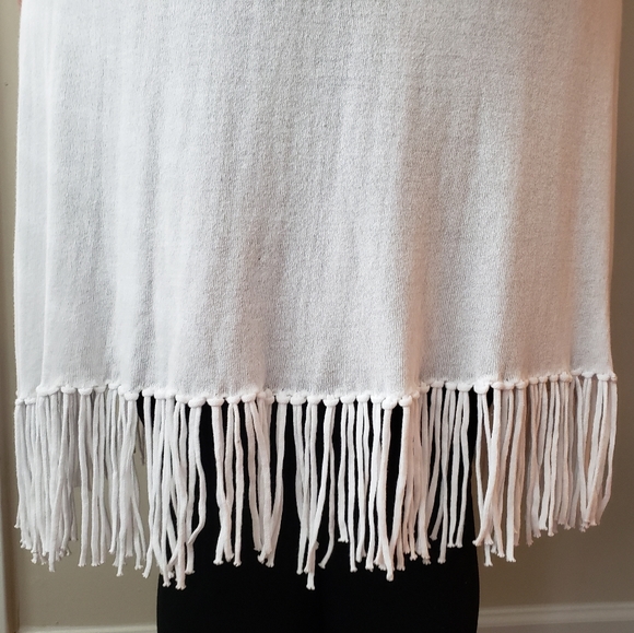 MINNIE ROSE Open Front Cardigan Fringed White 1X - Picture 4 of 4